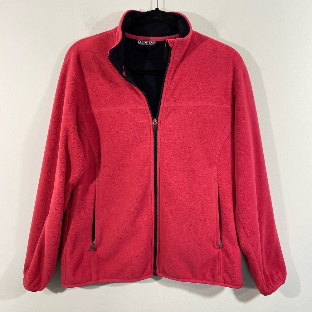 Vintage Lands' End Women's Pink Full Zip Fleece Size S (6-8)